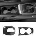 for Camaro Gear Shift Panel Cover, 2PCS Center Console Front Cup Holder Trim Compatible with 2010-2015 Chevrolet Chevy Camaro Interior Accessories, Carbon Fiber