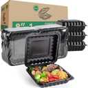 To Go Containers, BPA-Free Plastic Take Out Boxes with Lids 55-Pack 34oz MFPP Reusable Meal Prep Container for Food Storage Takeout, Hinged Clamshell Design for To-Go Lunch Salad Breakfast (8" Black 1 section togo box)