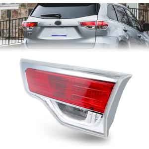 Tail Lights Taillights Assembly for 2014-2016 Toyota Highlander Left Inner, Halogen OE Red Rear Brake Signal Plate Tail Lamp Replacement With Bulb and Harness 815800E050(Passenger Side (Right))