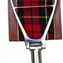 HN Shooting Seat Stick with Brown Leather Folding Chairs | Lightweight Durable Walking Stick | Hunting Equipment Adjustable Walking Sticks | Royal Stewart Tartan Insert | Polo Fishing Golf Seat Stick, 95 cm