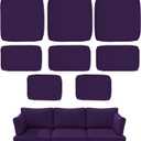 8 Pcs Outdoor Patio Cushion Covers, Replaceable Waterproof Furniture Covers, Outdoor Non-Slip Covers with Zippers, Covers Only, Purple