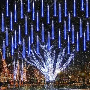 Joomer Christmas Lights Outdoor, 11.8 inch 10 Tubes 240 LED Meteor Shower Lights, LED Snow Falling Icicle Cascading Light with Timer Waterproof and Connectable for Christmas Decoration (Blue)