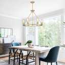 6-Lights Gold Chandelier | Dia 24'' Farmhouse Wagon Wheel Chandelier | Rustic Hanging Dining Room Light Fixture | Apply to Living Room | Kitchen Island | Entryway | Foyer