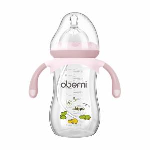 Oberni Baby Bottles, Weighted Straw Toddler Milk Bottles with Non-Slip Handle, Size + Variable Fast Flow, 12+ Months, BPA-Free, Pink/1Pack/9oz