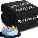 18FT Round Pool Liner Pad, 400G/M Extra Thick Black Pool Pads for Above Ground Pool, Heavy Duty Pool Liner Pad Geotextile Material Pool Liner Puncture-Proof Pool Bottom Padding (18'Round)