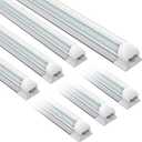 (6 Pack) 4FT Shop Light, T8 V-Shape Linkable LED Tube Lights, 6300LM 6500K 45W Integrated Lighting Fixture with ON/Off Switch, Plug and Play, Indoor Lights for Workshop, Basement, Warehouse