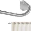 GXOACKJ Silver Curtain Rods for Windows 28 to 48 inch, 5/8 inch Adjustable Wrap Around Blackout Curtain Rods for Bedroom & Outdoor