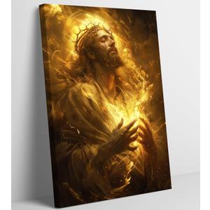 Jesus Christ Canvas Wall Art Jesus Portrait Christian Painting Picture Wall Decor God Divine Mercy Poster Print Artwork for Living room bedroom church prayer room Home Decoration (24L" x 16W")