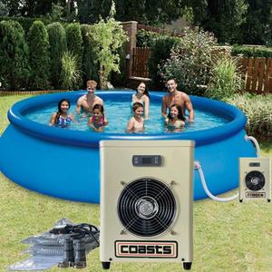 Upgrade Pool Heater with 110V USA Plug for Above Ground Inground Pool Hot Tub 25000 Btu/ hr Auto-Defrosting Swimming Pool Heater, Up to 10000gallons, with Titanium Heat Exchanger, Can for Sea Salt Water