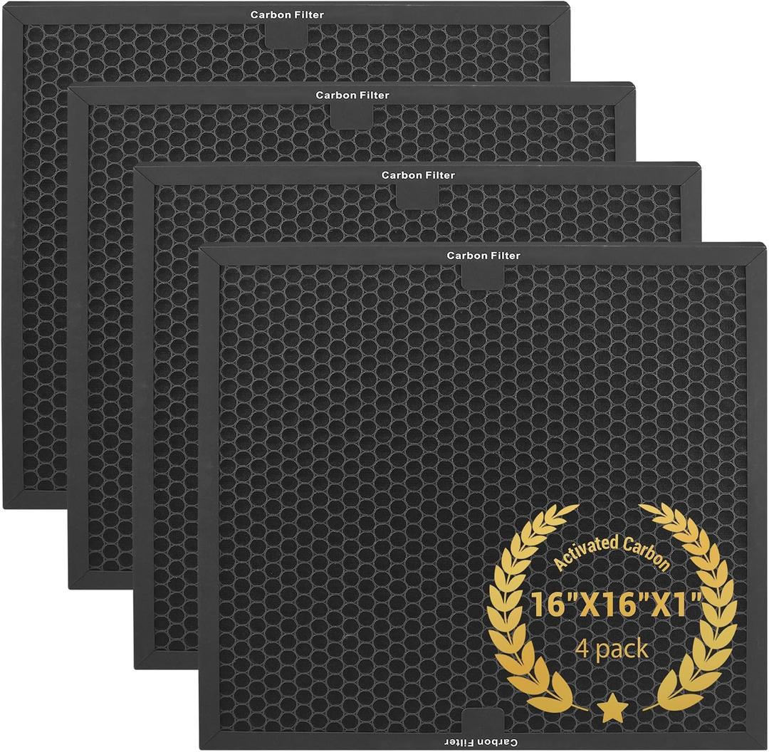 4 Pack-Facecool Air Scrubber Active Carbon Filter Compatible with Dri-Eaz, Mounto, BlueDri, and VEVOR Air Purifier, Part HEPA500 & BD-AS-550 & F301H, 16'' x 16'' x 1''