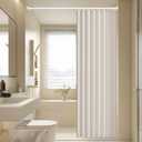 Bonpally Shower Curtain Rod 32-89 Inches Adjustable, Non-Slip Spring Tension Shower Rod Stainless Steel for Bathroom, No Drilling, White