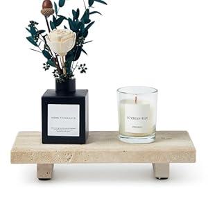 Natural Marble Tray Pedestal Stand 8.7"x4" Soap & Jewelry Riser for Bathroom Counter, Kitchen Sink, Vanity Organizer, Decorative Stone Catchall for Perfume, Candles 