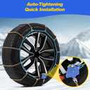 Auto Tightening Snow Chains for Cars, SUVs & Pickup Trucks 1-Min Quick-Fit Auto Installation, Reusable Universal Emergency Traction Tire Chains Set of 2ALN150