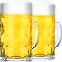 Zhehao 2 Pcs 44 oz Summer Jumbo Beer Mug Large Glass Stein Mugs with Handle Clear Drinking Mug Bulk Dimpled Cups for Juice Coffee Beer Fest Party BBQ Picnic Wedding Summer Party