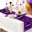 6 Pcs Plastic Graduation Table Runner 2025 Congrats Grad Cap Table Decoration 14 x 108 Inch Disposable Tablecloth for Prom Class of 2025 Graduation Party Supplies Favor(Purple)