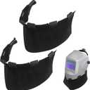 Shyyween 2 Pcs Welding Helmet Accessories Black Split Cowhide Wrap Around Helmet Bib Cover Leather Welding Hood Accessories Neck Protector for Most Helmets