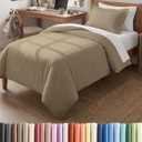 Duvet Cover Twin/Twin XL Size Set - Extra Soft Twin/Twin XL Duvet Cover 68" x 90" with 1 Pillow Sham - Hotel Luxury, Easy Care, Fade Free w/ Zipper Closures & Ties - Comfy, Cozy & Breathable (Beige)