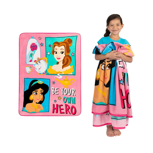 Disney Princess Kids Bedding Super Soft Micro Raschel Throw, 46 in x 60 in, "Official" Disney Product By Franco