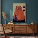 Framed Orange Cat Canvas Wall Art for Living Room, Large Vintage Funny Animal Artwork for Walls, Colorful Cute Farmhouse Retro Picture Prints Paintings for Kitchen Bedroom Kid Room Wall Decor