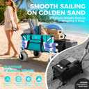 Beach Wagon with Extended Tailgate, 9" Big Sand-Proof Balloon Wheels, Heavy Duty 200L Oversized Foldable Beach Cart, 440LBS Utility Wagon with Side Pocket for Sand,Camping,Vacation