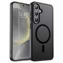 SUPFINE Magnetic for Samsung Galaxy S24 Case / S25 Case with Screen Protector, (Built-in Magnets) (Military Grade Drop Protection) Slim Translucent Shockproof Phone Case,Black