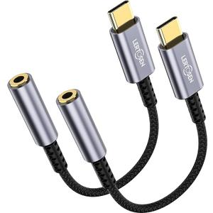 2 Pack USB C to 3.5mm Headphone Jack Adapter – HiFi Audio Dongle, Type C to Aux Female Cable Cord Compatible with iPhone 17/16/15 Pro Max, Samsung S25/S24/S23, iPad Pro, Pixel, MacBook