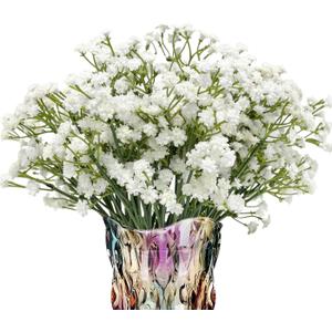 7-Pcs 21 Secure-Stem Realistic Artificial White Babys Breath (Gypsophila) Flowers with No-Shedding Design  Perfect for Wedding Centerpieces, Home Decor & Vase Fillers
