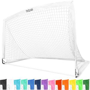 GoSports Portable Soccer Goals for Kids - 13 Color Options - Choose 4 x 3 ft or 6 x 4 ft - Team Tone Pop Up Nets for Backyard