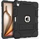 Rantice Case for iPad Air 11 Inch (M3/M2) 2025/2024, iPad Air 5th/4th Generation 10.9 Inch Case (2022/2020), Heavy Duty Shockproof Rugged Protective with Pencil Holder, Black
