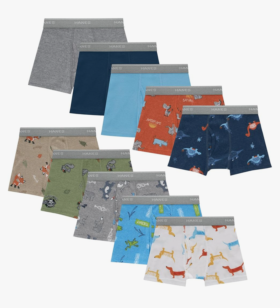 Hanes boys Hanes Boys&#39; and Toddler Underwear, Comfort Flex Wb Boxer Briefs, 10-pack 4T
