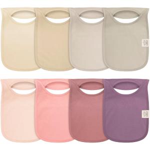 KeaBabies 8-Pack Bibs for Baby Girl, Boy - Pullover Large Baby Bibs for Drooling and Teething Infant, Newborn, Soft & Absorbent Organic Cotton, Long Torso Coverage Keep Toddler Clean & Dry (Dahlia)