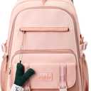 Kawaii Backpack with Cute Accessories Pendant Travel Bag Large Outdoor Waterproof Casual Daypack Women Men (Pink)