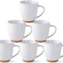 AmorArc 12oz Ceramic Coffee Mugs set of 6, Stylish Coffee Mugs with Rustic Terracotta Underside for Man, Woman, Dad, Mom, Suitable for Latte/Cappuccino/Milk/Cocoa. Dishwasher&Microwave Safe, White