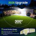 2026 Motion Sensor Solar Lights Outdoor Waterproof, 4000LM Solar Flood Lights with Dual PIR & Curved 300° Wide Beam, Larger 3500mAh Adjustable Solar Security Spot Lights for Yard-2Pack Black