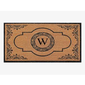 A1HC Natural Coir Monogrammed Door Mat For Front Door, 30x48, Anti-Shed Treated Durable Doormat for door Entrance, Heavy Duty, Thin Profile, Easy to Clean, Long Lasting, Front Door Entry Doormat (2'6" x 4' (Rectangular))