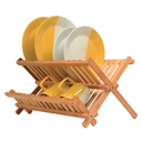 KAEASOUS Bamboo Dish Drying Rack - Large 2 Tier Wooden Dish Drying Rack for Kitchen, Wooden Plate Rack with Foldable Design, Drying Rack for Dishes, Utensils and Cups, Folding Dish Rack for Kitchen
