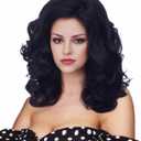 16 Inches Black Wigs for Women Long Wavy Wig Synthetic Natural Shoulder Length Wig for 70s 80s Cosplay,Halloween,Daily Use