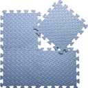 Coolcandy EVA Foam Play Mat, 16 Tiles Colorful Baby Play Mat, Square Kids Playmat with Solid Colored, 0.4" Thickened Interlocking Foam Floor Tiles, Puzzle Play Mat for Baby Lying, Playing (Gray Blue)
