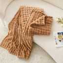 3D Bubble Plush Blanket Textured Fleece Throw Soft Warm Cozy Blanket Couch Bed Throw Brown 50x60 Inches, Rich Brown