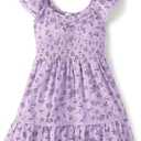 The Children's Place, Girls, Casual Smocked Dress, SleevelessLavender Tea, X-Small