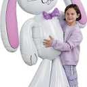 Fun Express Giant Inflatable Easter Bunny Outdoor Decorations - 62 Inch Tall White Vinyl Rabbit for Spring Holiday Yard Decor | Perfect for Easter Party Photo Props & Lawn Display