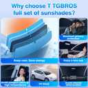 T TGBROS Windshield Sun Shade for Tesla Model S Plaid 2021-2025 2026 Car Window Shades Thicken UV Block and Blackout Privacy Foldable Sunshades 8PCS Accessories Keep Cool Sun Visor Covers