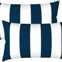 LVTXIII 1220 Inch Outdoor Lumbar Pillows, Pack of 2 Water Repellent Lumbar Pillow with Inserts, Fluffy Decorative Garden Lumbar Cushions for Home Patio Coach Sofa Use, Cabana Navy