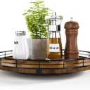 Farmhouse Oak 13" Lazy Susan Turntable Organizer for Cabinet, Round Wooden Lazy Susan Organization and Storage for Dining Table, Pantry, Kitchen, Countertop, Cupboard,Home Decor, Walnut Wood