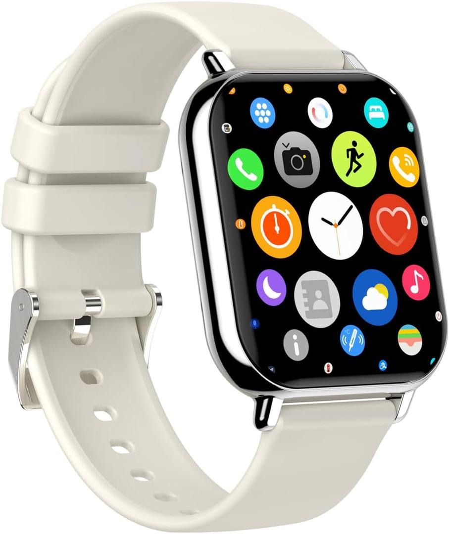 Smart Watch Model Y7 C7Pro Smart Wearable Watch for Health and Fitness Tracker, Blood Pressure and Oxygen/Heart Rate/Sleep/Sports Monitoring, Phone Call &Message Reminder and Find function, Sedentary Reminder Grayish White