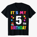 Kids It's My 5th Birthday 5 Five Happy Birthday Boys or Girls T-Shirt Size XS