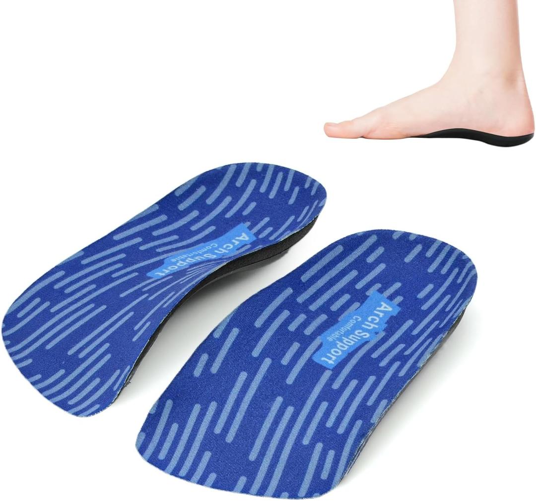 3/4 Length Orthotic Shoe Inserts for Heel & Foot Pain Relief, High Arch SupportOrthopedic Insoles,Plantar Fasciitis Arch Support Insoles for Women & Men (3/4 Blue, SMen 5-6.5/Women 6-7.5)