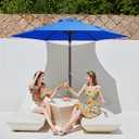 JEAREY 7.5FT Patio Umbrella Outdoor Market Umbrella with 6 Sturdy Ribs, Push Button Tilt/Crank Table Umbrella for Garden, Deck, Backyard and Pool, Royal Blue