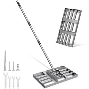 Lawn Leveling Rake, 17"x10" Heavy Duty Leveling Rake with Smooth Eadge and 5FT Effort Saving Handle, Lawn Leveler Tool, Landscaping Rakes for Yard Garden Lawn, Soil Sand Spreading Dirt Top Dressing
