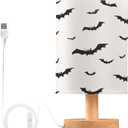 susiyo Pattern Bats Christmas Lights Bedside Table Lamp Woodland,Nightstand Lamps with USB Port Desk Lamps for Living Room Nursery Office Home Decor
